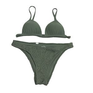 Aerie Olive Green Swim Bikini Set Sz Small